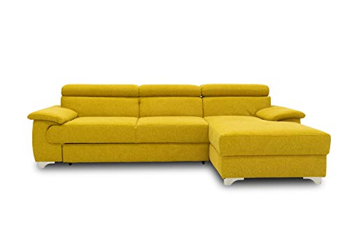 DOMO Collection Niria Ecksofa | Eckcouch mit Rückenfunktion | Sofa L Form Couch, Polsterecke, gelb, 271x167x78 cm