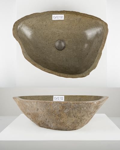 50 cm rundes Naturstein Waschbecken in grau von WOHNFREUDEN - Mit Unikat Auswahl