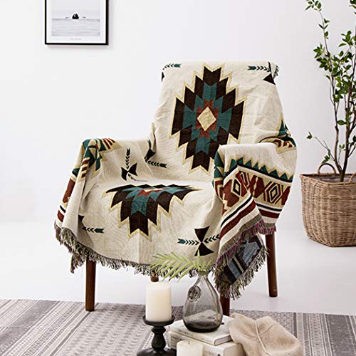 BINGMAX Überwurfdecke Baumwolle Modischer Böhmen Wohndecke Tagesdecke Sofa Bett Decke mit quaste für Kinder Erwachsene,Steppdecke für Couch