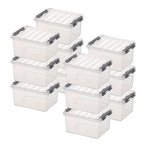 12x Aufbewahrungsbox mit Deckel, transparent, LxBxH 200x150x100 mm, 2 Liter Box