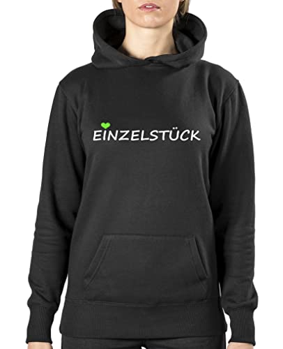 Comedy Shirts - Einzelstück - Style1 - Damen Hoodie - Schwarz / Weiss-Neongrün Gr. S
