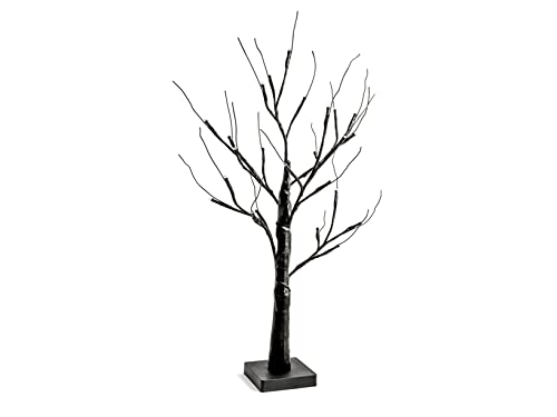 H&H Weihnachtsbaum aus Kunststoff und Metall mit 24 LEDs, Farbe Schwarz, 60 cm, Batterien 3 x AA 1,5 V, Nicht im Lieferumfang enthalten, Weihnachtsschmuck, Party, 60 cm