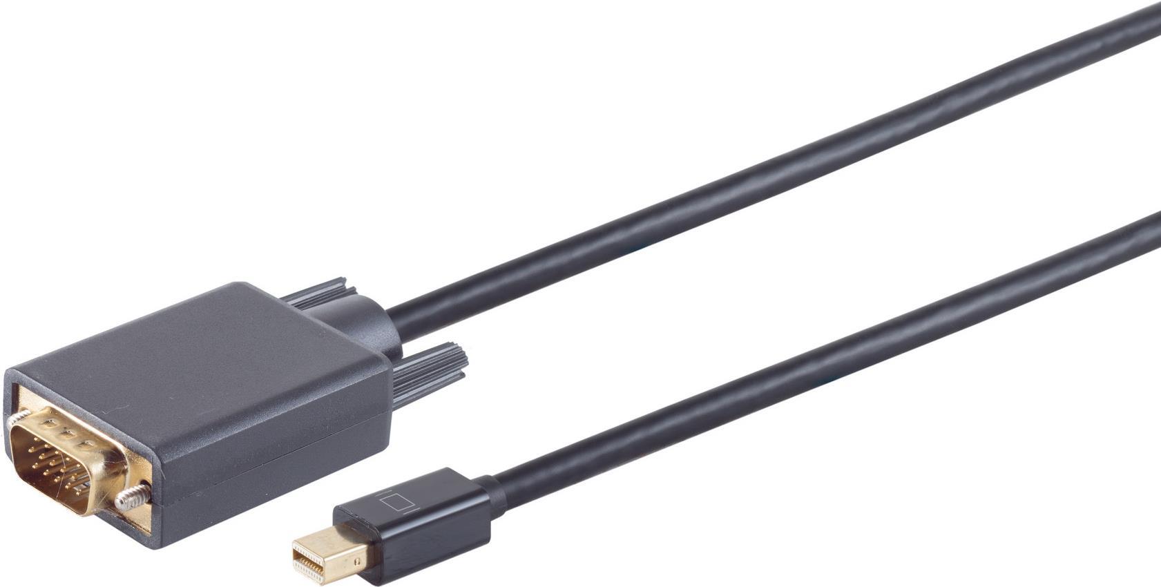 S/CONN maximum connectivity Displayportkabel-Mini Displayport Stecker 1.2 auf VGA Stecker, schwarz, 5m (10-54055)