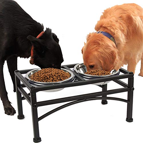Funkeen Erhöhte Futternäpfe für Hunde, Futter-/Wasser-Futterstation, Set mit 2 abnehmbaren Edelstahl-Schüsseln (passend für große Hunde/2 Quart)