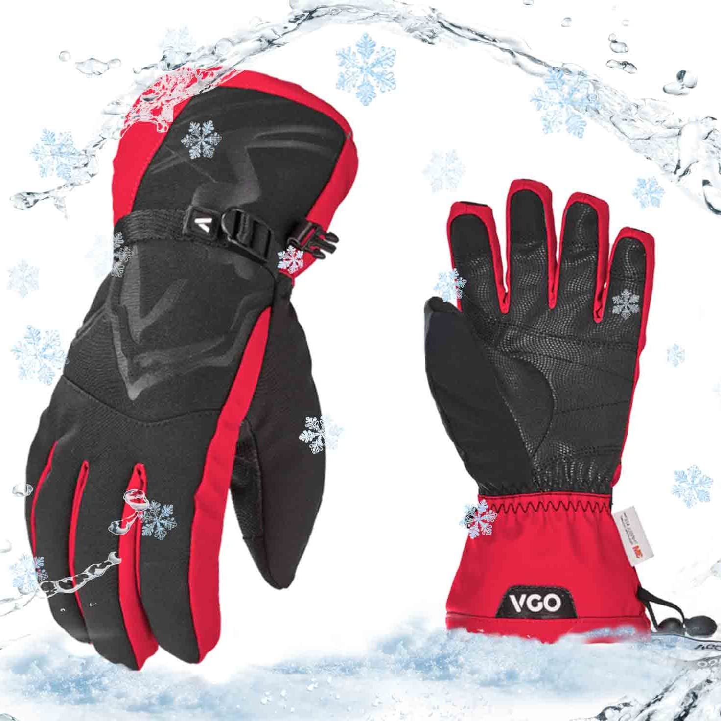 Vgo... Skihandschuhe Winter wasserdichte Handschuhe für Herren und Damen, 3M Thinsulate Thermohandschuhe zum Wandern Ski Snowboard, 1 Paar