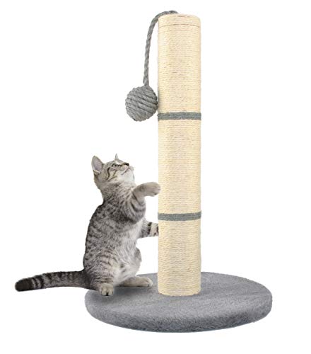Kratzbaum ökologisch Kratzsäule für Katzen, freistehend, Kratzstange mit Sisalstamm & Spielball, in 4 Farben Höhe 45 cm 7931, Farbe:Schwarz