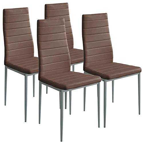 BAKAJI 4er Set Sitzgruppe Wohnzimmer Küche Design Modern Struktur aus Metall und Sitzfläche aus Kunstleder Maße 98 x 41 x 45 cm