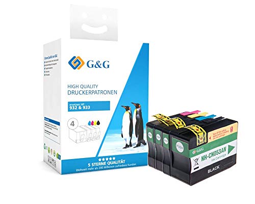 G&G Tinte ersetzt HP 932XL, 933XL, CN053AE, CN054AE, CN055AE, CN056AE Kompatibel Kombi-Pack Schwarz,