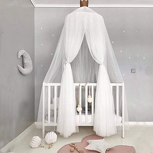 Naturer Weiß Betthimmel Babybett Baldachin Groß Dekohimmel für Kinder Zimmerm,Moskitonetz Baby Bett Fliegennetz Mückenschutz für Kinderbetten