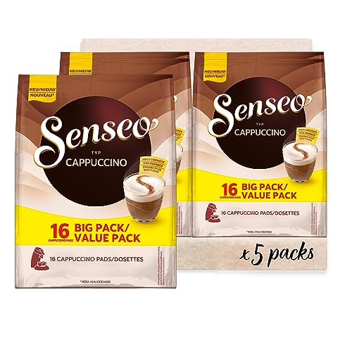 Senseo Pads Cappuccino, 16 Kaffeepads, 5 x 16 Getränke in der Vorratspackung