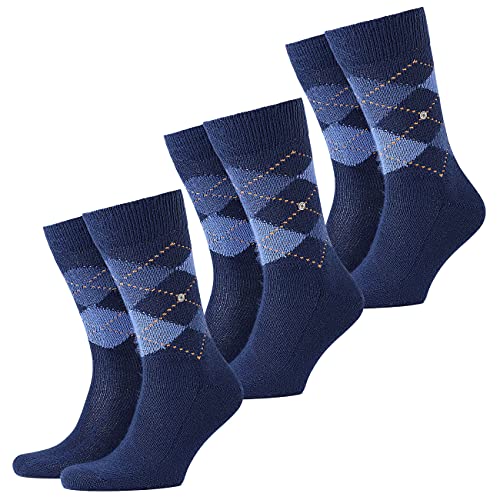 Burlington 3er Pack Herren Socken PRESTON - Rautenmuster, 40-46 (3x 1 Paar) (dunkelblau (3-Pack))