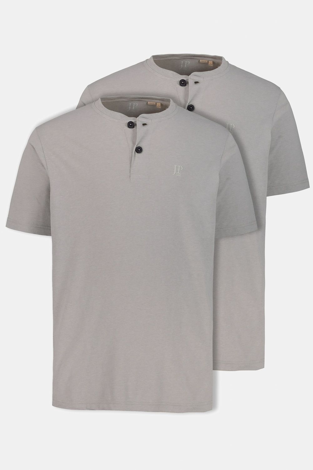 JP 1880 Herren große Größen bis 7XL, T-Shirt im Doppelpack, Henley-Shirt, Rundhalsausschnitt, Knopfleiste, schwarz, schwarz L 708420 10-L