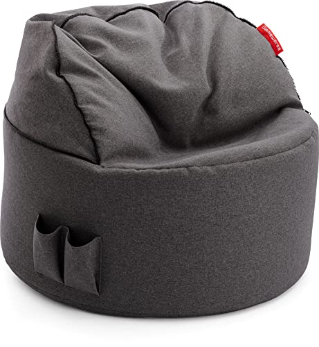 GAMEWAREZ Morph Samt Sitzsack – 3-in-1 Gaming-Sitzsack mit Rückenlehne, Gaming-Sitzhocker und Fußteil zum Zocken, praktische Seitentasche zur Aufbewahrung, robust, Made in Germany, schwarz