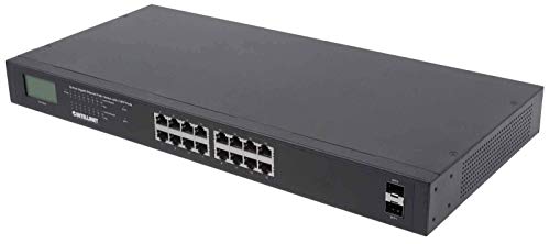 Intellinet 16Port Gigabit Ethernet PoE Switch mit 2 SFPPorts LCDAnzeige IEEE 802.3at/af Power over Ethernet (PoE/PoE)konform 370 W Endspan 19 Rackmount 19 Zoll 561259 schwarz