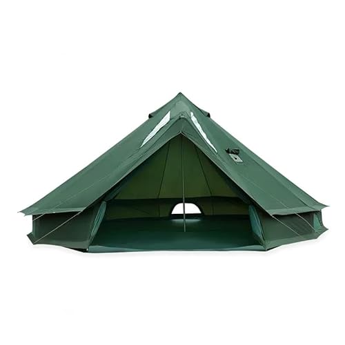 Outdoor-Campingzelt, Vier-Jahreszeiten-Zelt, regensicheres Zelt, bietet Platz für 8–10 Personen, transparentes Fenster Oben mit Kaminöffnung (Green)