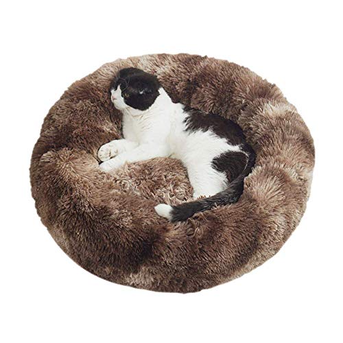 Atmungsaktiv Waschbar Hundebett Flauschiges Katzenkissen Warm Haustier Schlaftplatz Donut Höhlenbett Flauschiges Hundematratze für kleine, Mittelgroße und Große Hunde Katzen