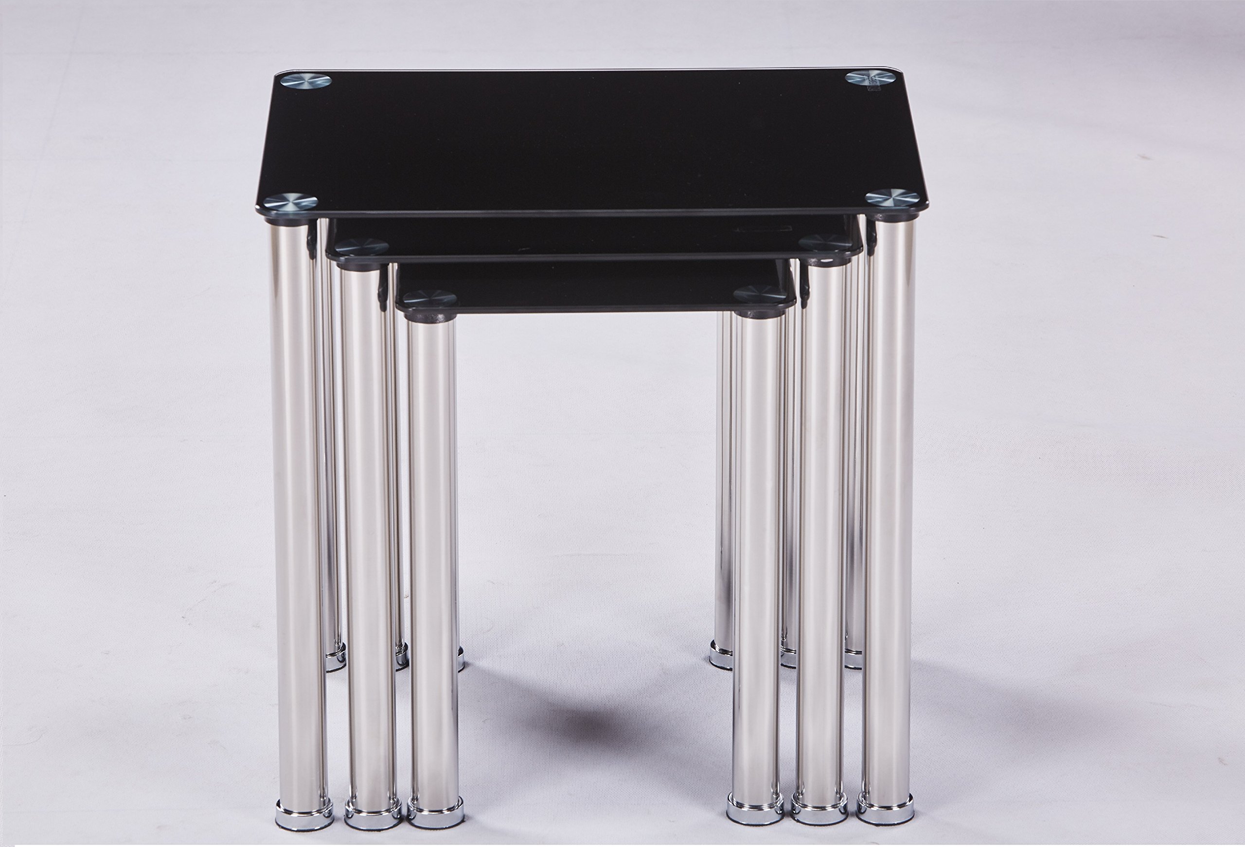 Euro Tische 3er Set Couchtisch Glas mit Sicherheitsglas - Glastisch perfekt geeignet als Beistelltisch/Wohnzimmertisch in 3 (Schwarz)