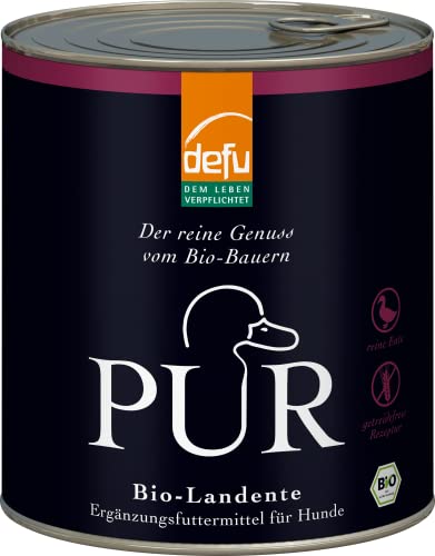 defu Hund | PUR Bio Landente | Premium Bio Hundefutter | Ergänzungsfuttermittel Nassfutter für Hunde (6x800g)