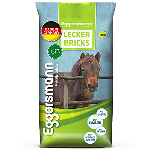 Eggersmann Lecker Bricks Apfel - Pferde Leckerli Apfel - Leckerlies für Pferde und Ponies - 25 kg Sack