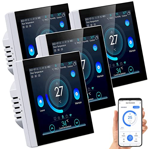revolt WiFi Thermostat Heizung: 4er-Set WLAN-Thermostate für Fußbodenheizungen, Touchdisplay (Thermostat Heizung Digital WLAN)