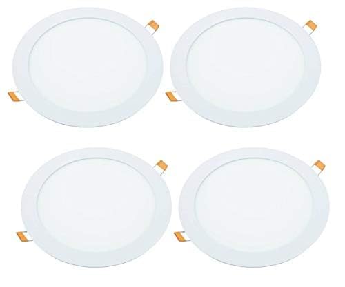 JANDEI - Pack 4 x LED-Einbau-Downlights, 18W, 1440 Lumen, Runde Form, Einbauloch Ø 200- Ø 205 mm, Extraflach 13 mm Tiefe, Lichtfarbe Kaltweiß 6000K, Inklusive Transformator