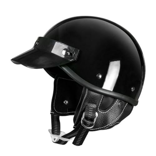 Vintage Motorradhelm DOT/ECE-Zugelassen, Offener Motorrad Helm Herren Damen, Motorrad Jethelme Mit Schutzbrille, Open Face Motorrad Helme Für Cruiser Chopper ,XL=(61-62cm),BB