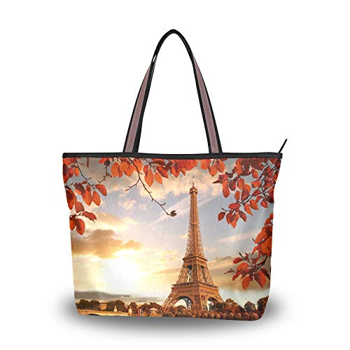 WowPrint Paris Eiffelturm Landschaft Frauen Tote Bag Handtasche Große Kapazität Schultertasche für Schule Arbeit Reisen Einkaufen Strand