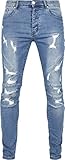 Cayler & Sons Men's C&S Paneled Denim Pants Jeans, Distressed mid Blue, 3232