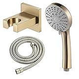 ZHENWULU Brushed Gold Handheld Shower Head Set with Hose Shower Head ABS Round Water Saving Hand Shower Head with Brass Holder and 1.5M Stainless Steel Shower Hose,Excellent