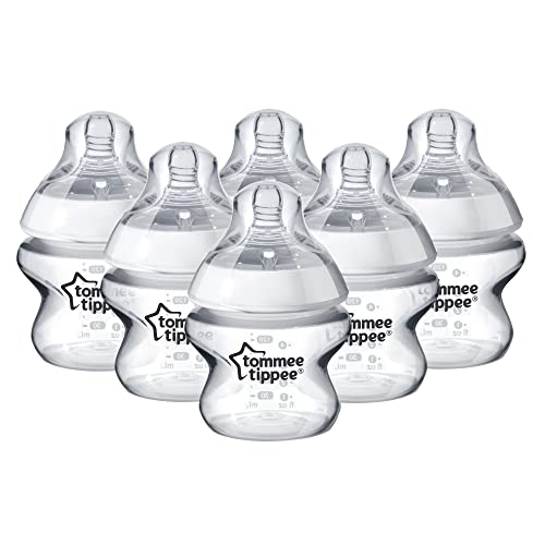 Tommee Tippee Closer to Nature Baby-Fläschchen, Anti-Kolik weicher Sauger, 6er-Pack, 150 ml, BPA-Frei, Transparent