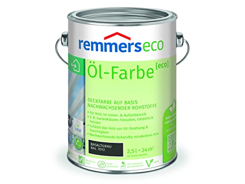 Remmers Öl-Farbe Eco Holzfarbe für Innen und Außen (2,5L, Basaltgrau Ral 7012)