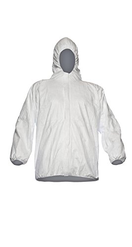 DuPont Tyvek 500 Jacke, 10 Stk. Jacken mit Kapuze zur Ergänzung von Schutzkleidung, PSA Kategorie, Weiß, Größe XL