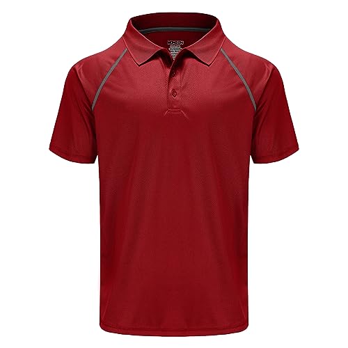 MOHEEN Herren Poloshirt/Funktionsshirt in Übergrößen S bis 5XL - Für Sport Freizeit und Arbeit (Rot, 5XL)