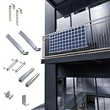 Balkonkraftwerk Montageset - Solarmodul Halterung Aluminium verstellbare Halterung mit Neigungswinkel bis 30° für Solarpanel Solarmodul, geeignet für alle Modulbreite