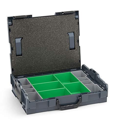 Bosch Sortimo Werkzeugkoffer-Set • L-Boxx 102 anthrazit • bestückt mit Ordnungssystem Insetboxen-Set D3