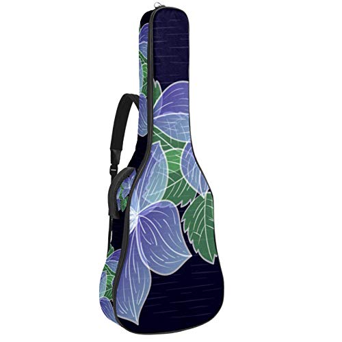 Gitarrentasche mit Reißverschluss, wasserdicht, weich, für Bassgitarre, Akustik- und klassische Folk-Gitarre, handgezeichnete lila Blume