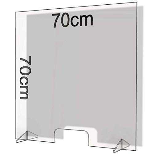 Spuckschutz aus Plexiglas mit 4mm, 70x70cm Virenschutz Hustenschutz Niesschutz, Thekenaufsatz Tischaufsatz Tresenaufsatz, (70x70)