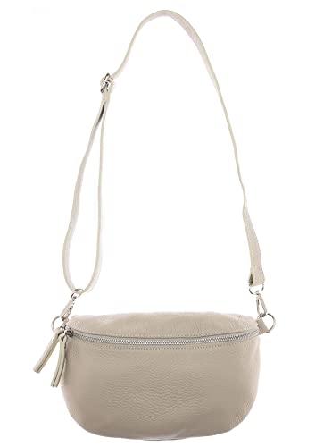 Zwillingsherz Bauchtasche mit Reißverschluss aus 100% Echtleder - Hochwertige Schultertasche zum Umhängen für Damen Frauen Mädchen – Crossbag groß und elegant - Umhängetasche Handtasche Bag