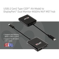 Club3D USB-Hub USB 3.2 Typ C > 2x DP 4K60Hz St/Bu retail (CSV-1555)