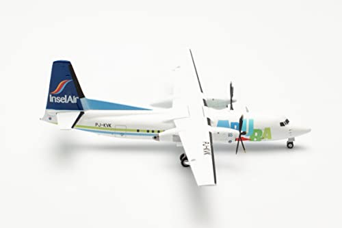 herpa 571982 Insel Air Fokker 50 – PJ-KVK Modell Flugzeug Modellbau Miniaturmodelle Sammlerstück, Mehrfarbig