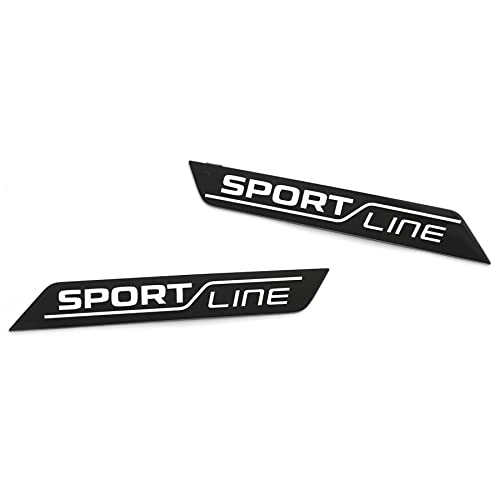 Skoda 5LA853041BTW4 5LA853042BTW4 Sportline Plaketten Kotflügel Schriftzug Sport Logo Emblem, schwarz/Chrom