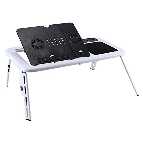 Estink Laptop-Ständer, Schreibtisch mit Ventilatoren, zusammenklappbar, tragbares Laptop-Tablett, Maus-Becherbereich mit USB-Lüftern, gemütliches, ergonomisches Design