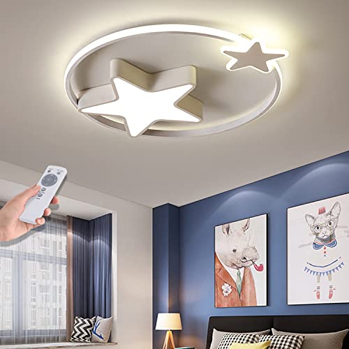 Deckenleuchte LED Moderne Kinderlampe Kinderzimmer Jungen Mädchen Deckenlampe Sternenhimmel Lampe Dimmbar Mit Fernbedienung Interior Schlafzimmer Lichter Wohnzimmer Pendellampe,Weiß,55cm36W