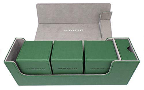 docsmagic.de Premium Magnetic Tray Long Box Dark Green Medium + 3 Flip Boxes - Dunkelgrün