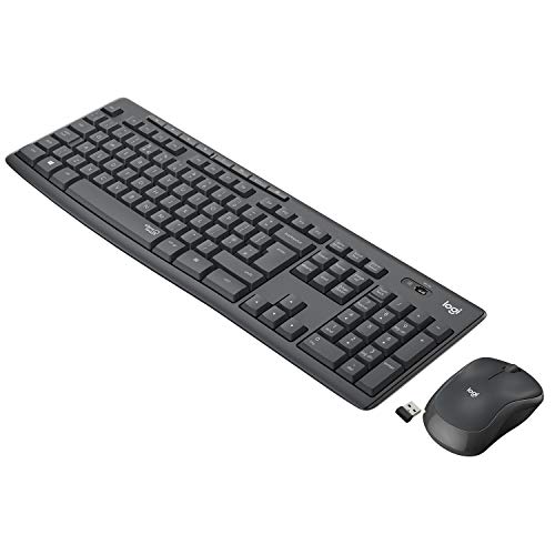 Logitech MK295 kabelloses Tastatur-Maus-Set mit SilentTouch-Technologie, Shortcut-Tasten, optischer Spurführung, Nano USB-Empfänger, verzögerungsfreier Drahtlosverbindung, Skand. QWERTY-Layout Schwarz
