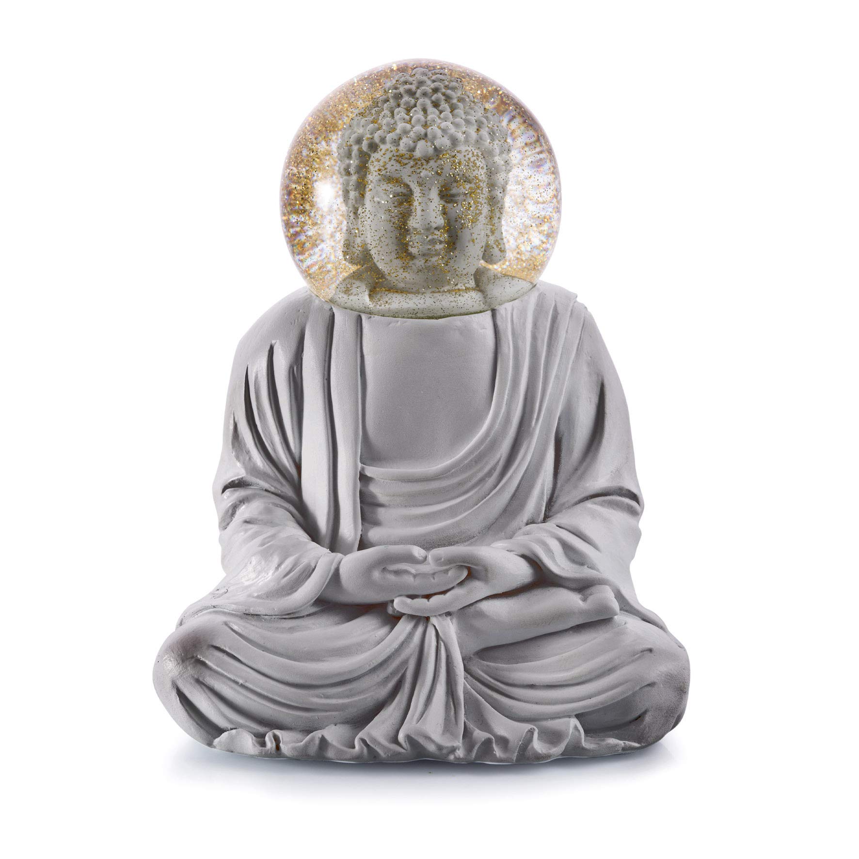 DONKEY Summerglobe - The Grey Buddha | Deko Figur mit Schneekugel im angesagten matt-grau Design