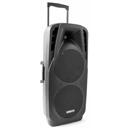 Vonyx SPX-PA9210 Akku Bluetooth Partybox, 1000 Watt mobiler Lautsprecher Trolley, Musikbox, Karaoke Anlage, Aktivlautsprecher mit 5-Band-Equalizer, für Unterwegs, Zuhause, Strand oder kleine Partys