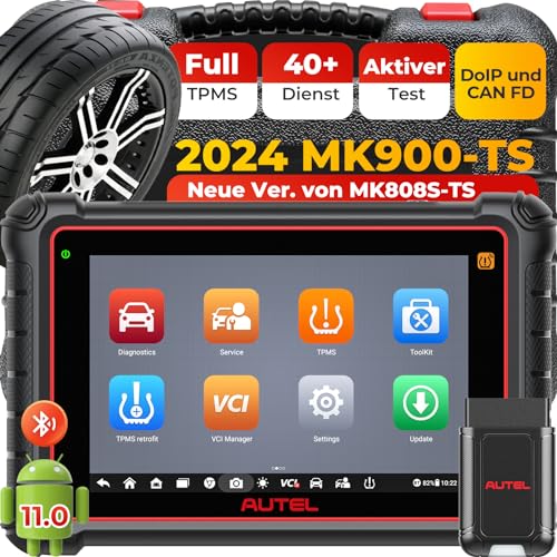 Autel MaxiCOM MK900-TS TPMS Scanner, 2024 Bidirektionales OBD2 Diagnosegerät, Upgrade von MX808S-TS/MS906TS, 40+ Service,3000+ Aktive Tests,Alle System-Diagnose,No-IP Eingeschränkte Ver. von MX900TS