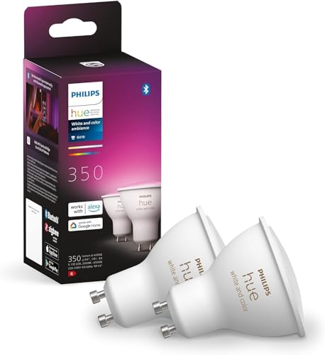 Philips Hue White & Color Ambiance GU10 LED Lampe Doppelpack, dimmbar, bis zu 16 Millionen Farben, steuerbar via App, kompatibel mit Amazon Alexa (Echo, Echo Dot)