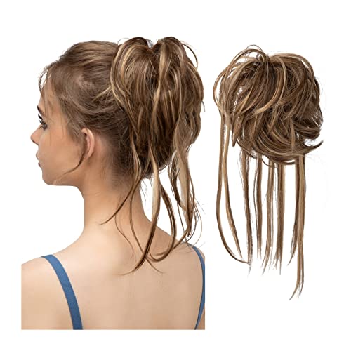 Donut Bun Messy Bun Pferdeschwanz-Verlängerungen mit elastischen Bungee-Curl-Haarbändern Pferdeschwanz-Verlängerungs-Perücken for Frauen (Color : 10HM27)